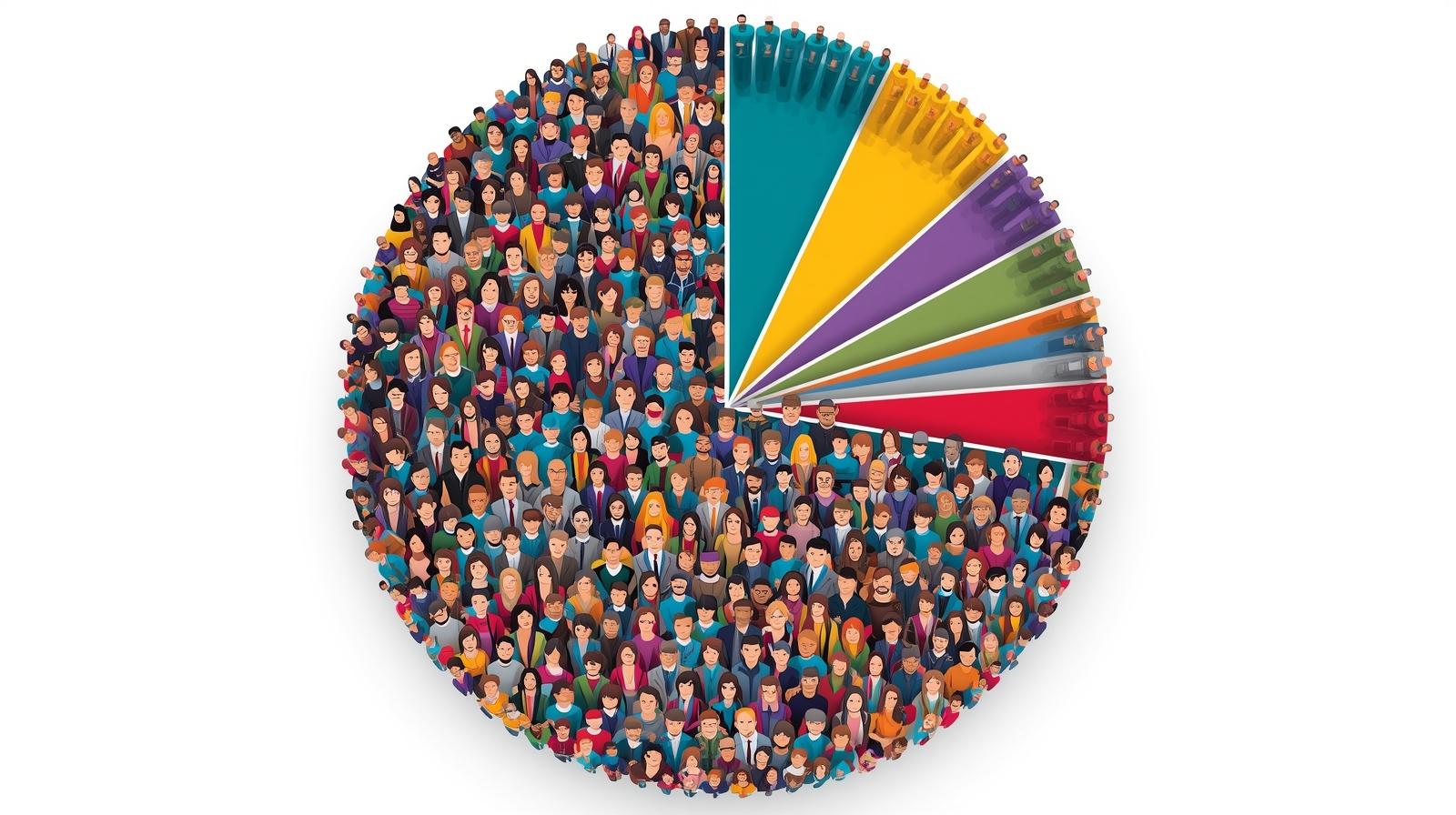 images of people forming a pie chart