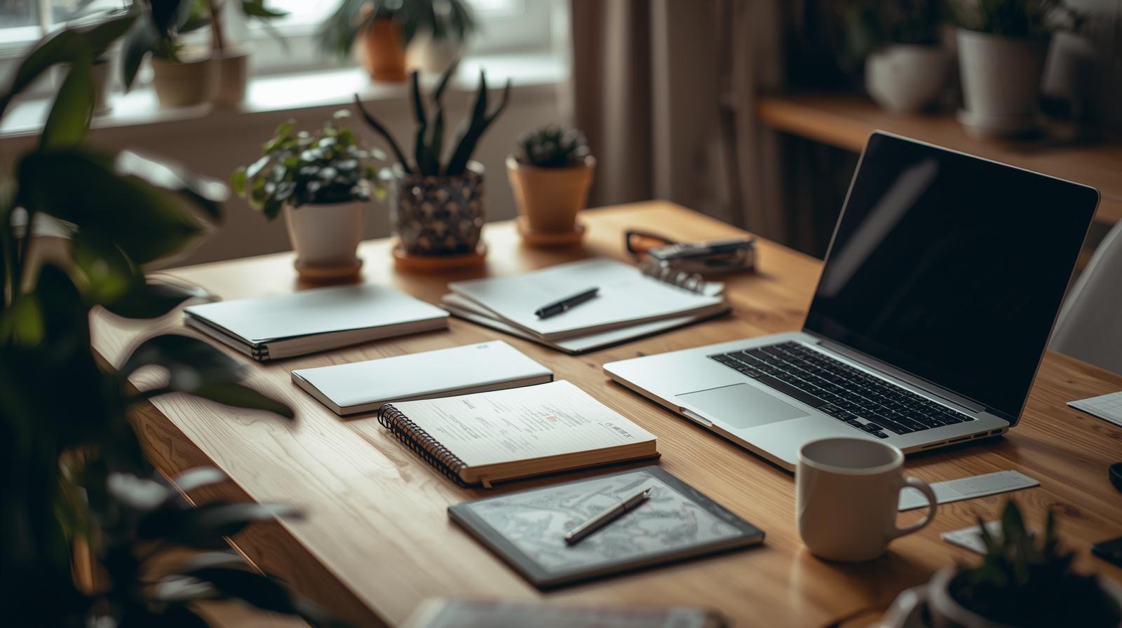 Clean Planning Workspace thats warm and inviting